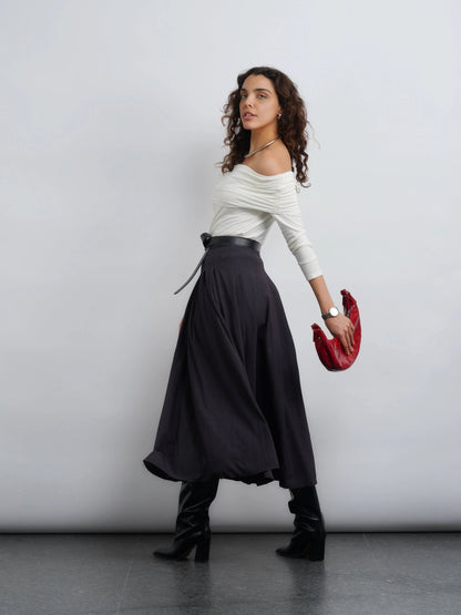 Off-Shoulder Knit Top - White