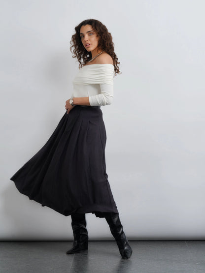 Off-Shoulder Knit Top - White