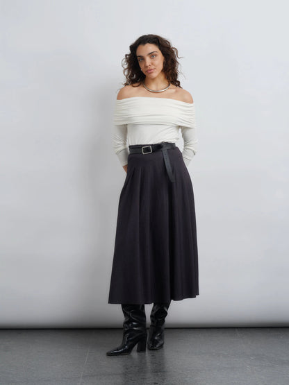 Off-Shoulder Knit Top - White