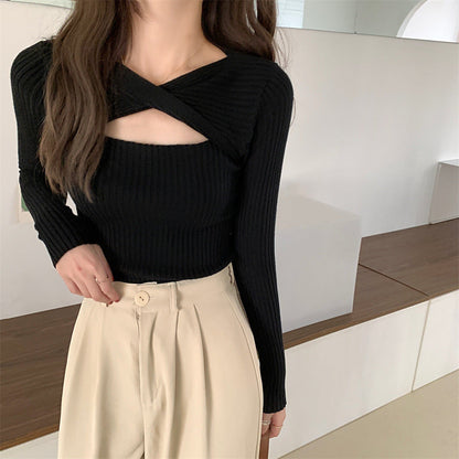 Black Flat Wrap Cut Out Top