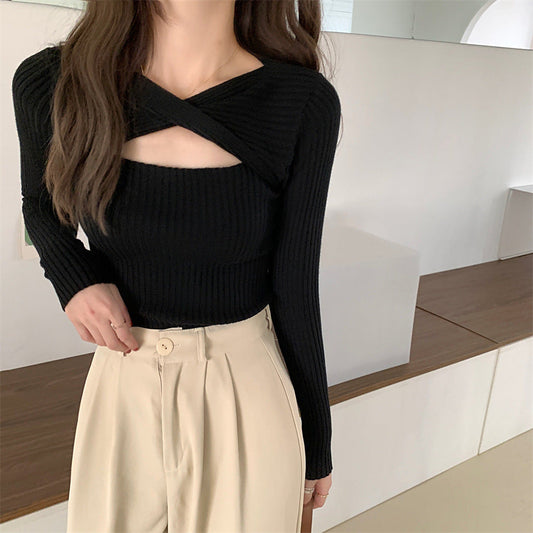 Black Flat Wrap Cut Out Top