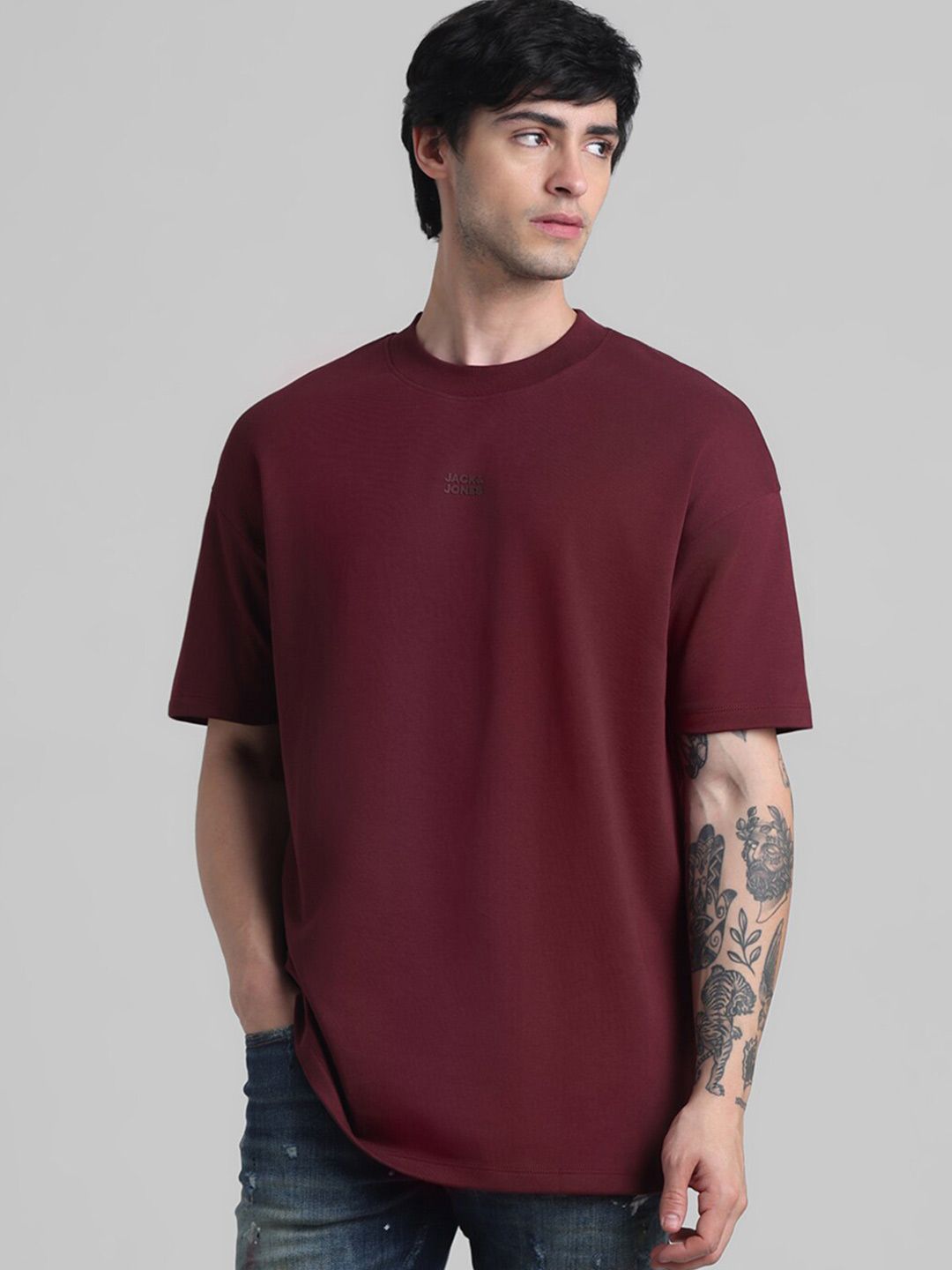 Drop-Shoulder Pure Cotton Oversized T-shirt