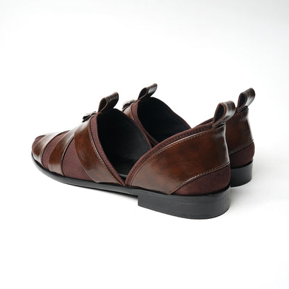 Monkstory Criss Cross Slip-On Sandal - Brown