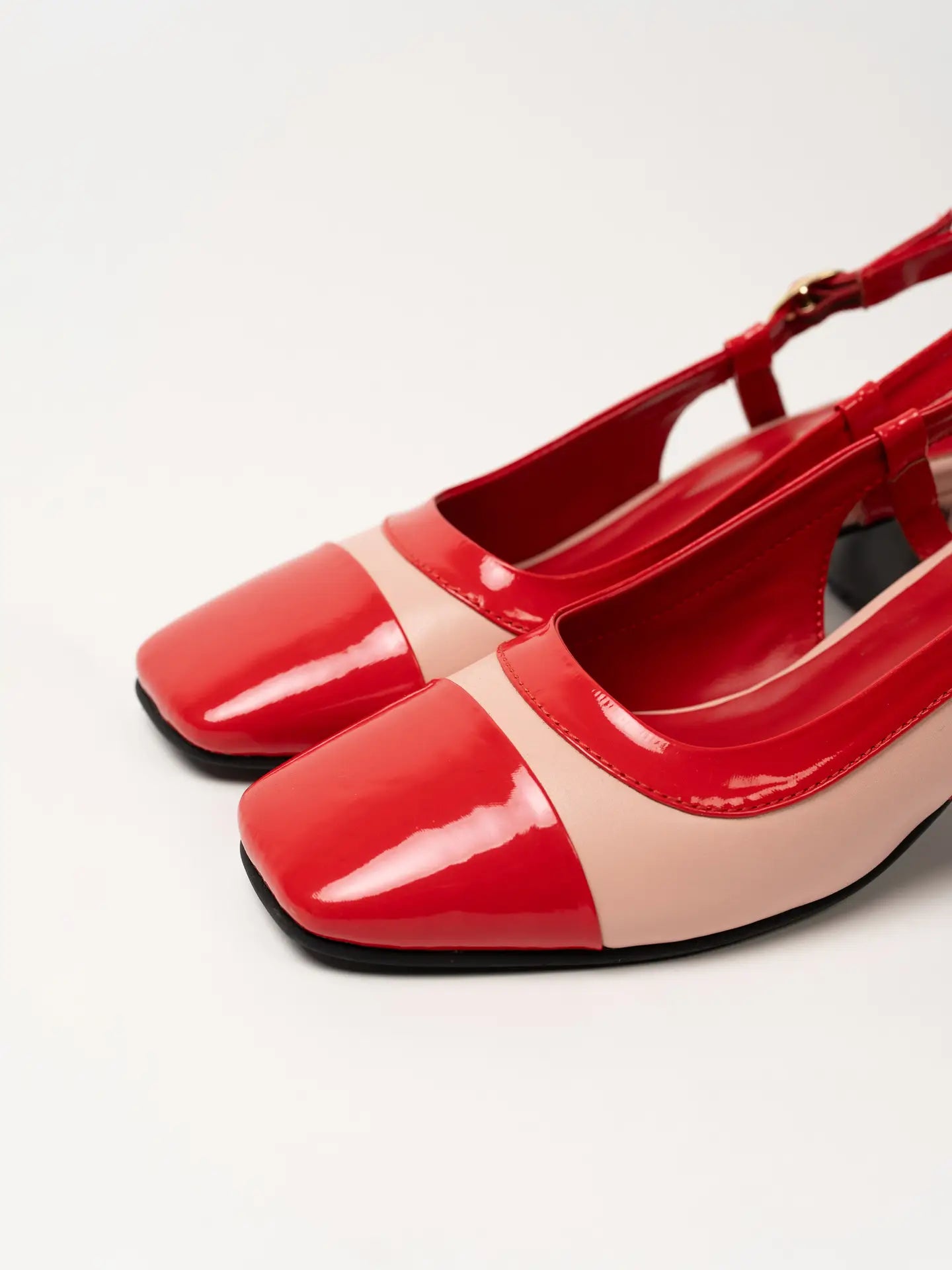 Theater Women Red & Pink Mary Jane Slingback Block Heel Sandals