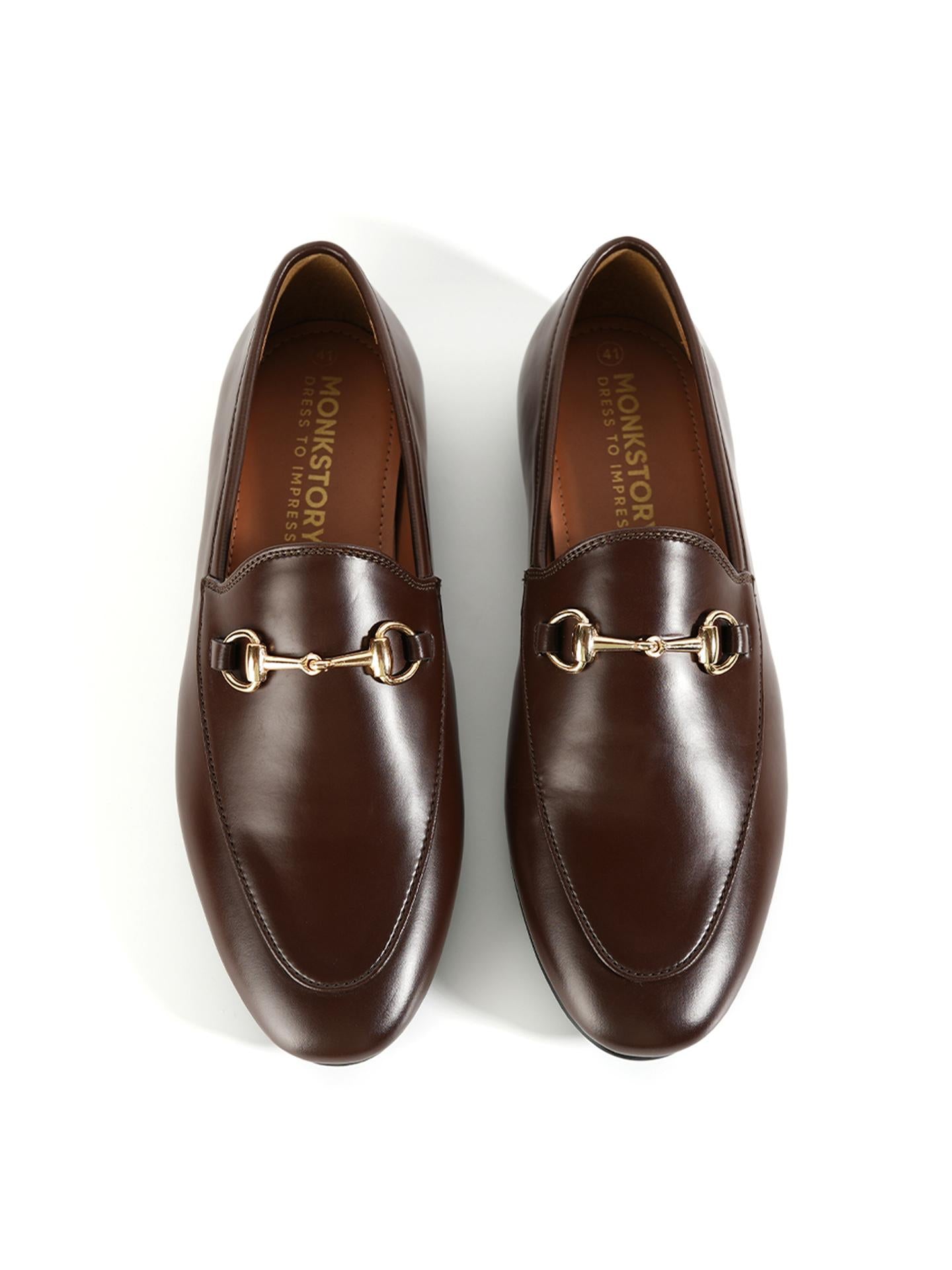 Monkstory Horsebit Flexi Business Slip-Ons - Brown