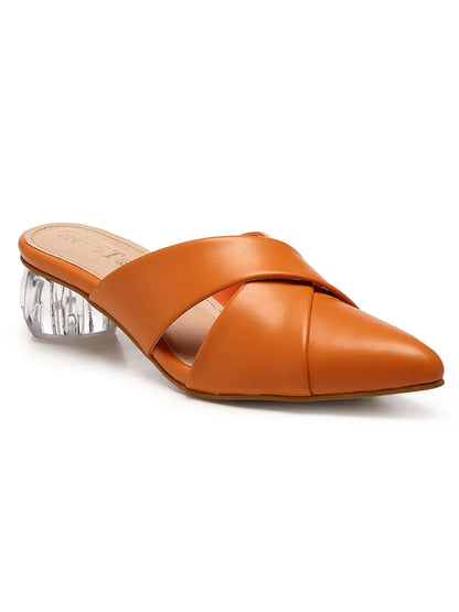 GNIST Comfort Mule Orange Round Heels