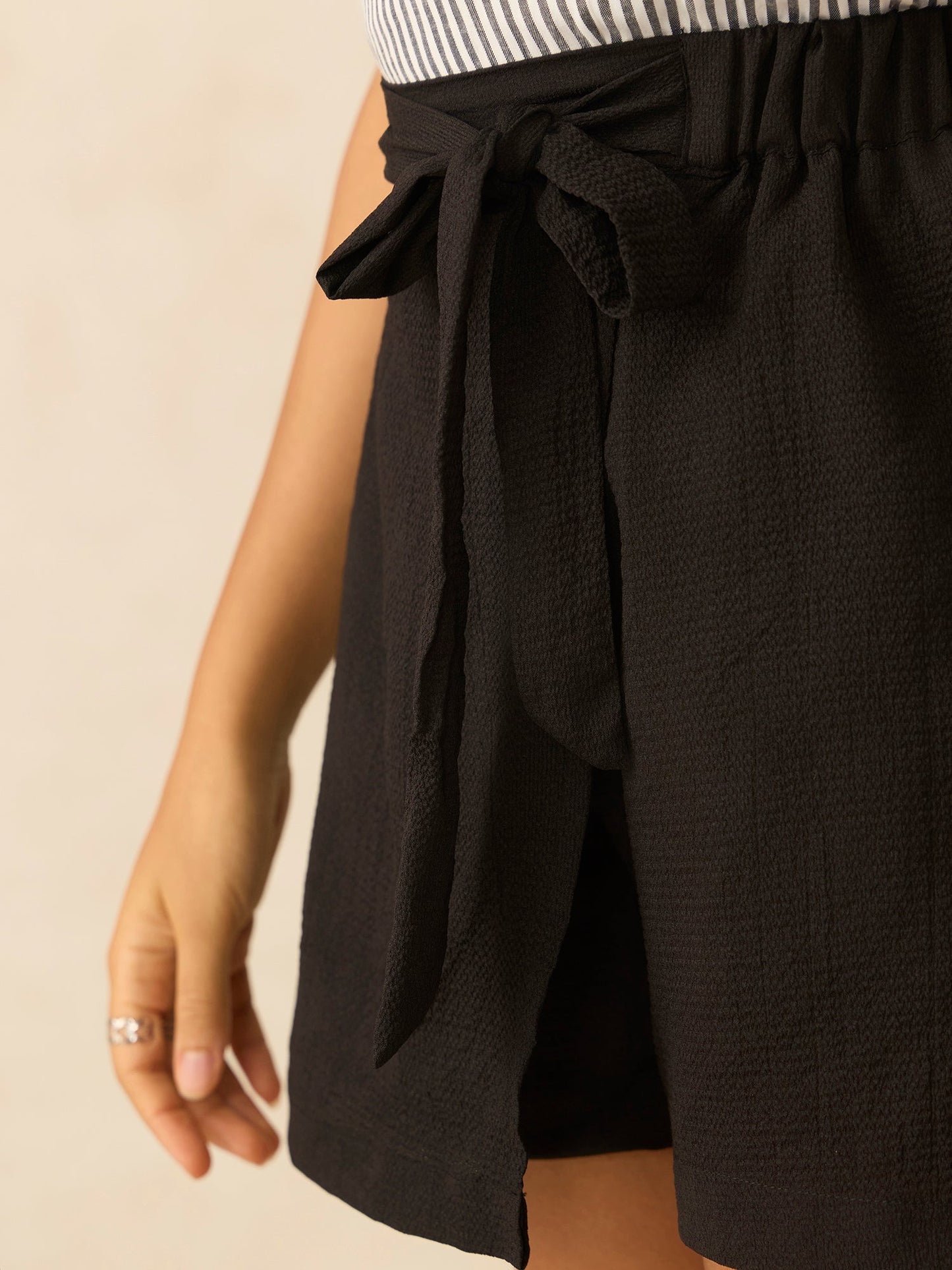 Black Wrap Detail Skort