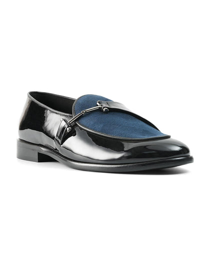 Monkstory Eclecta Glossy Side Buckle Slip Ons - Blue|Black