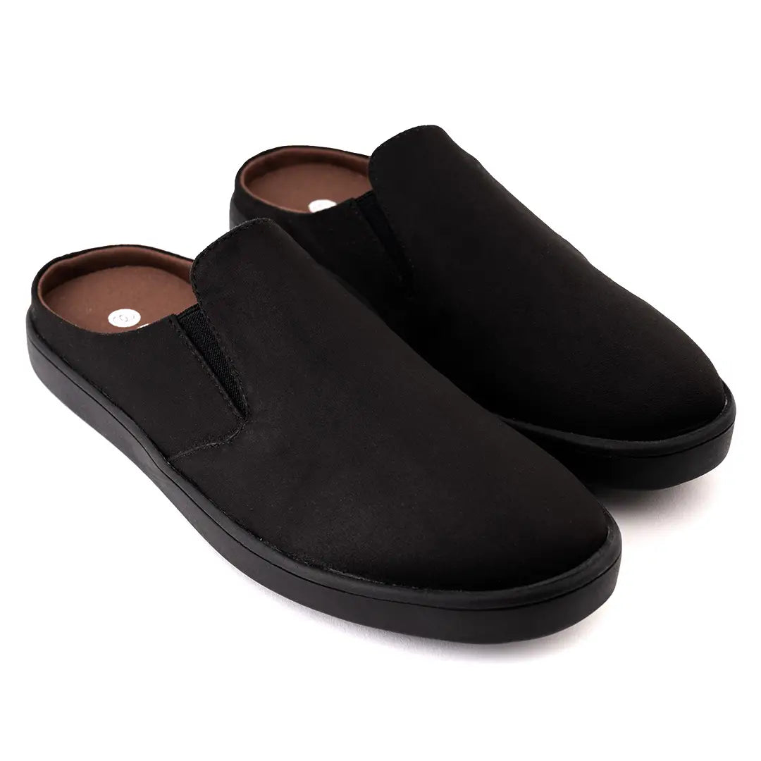 Paaduks Nest Mules Vegan Suede Black Men Slip-ons