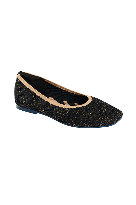 Neeman's Metallic Square Flats for Women | Ballerinas & Slip On Casual Shoes| Comfortable & Flexible
