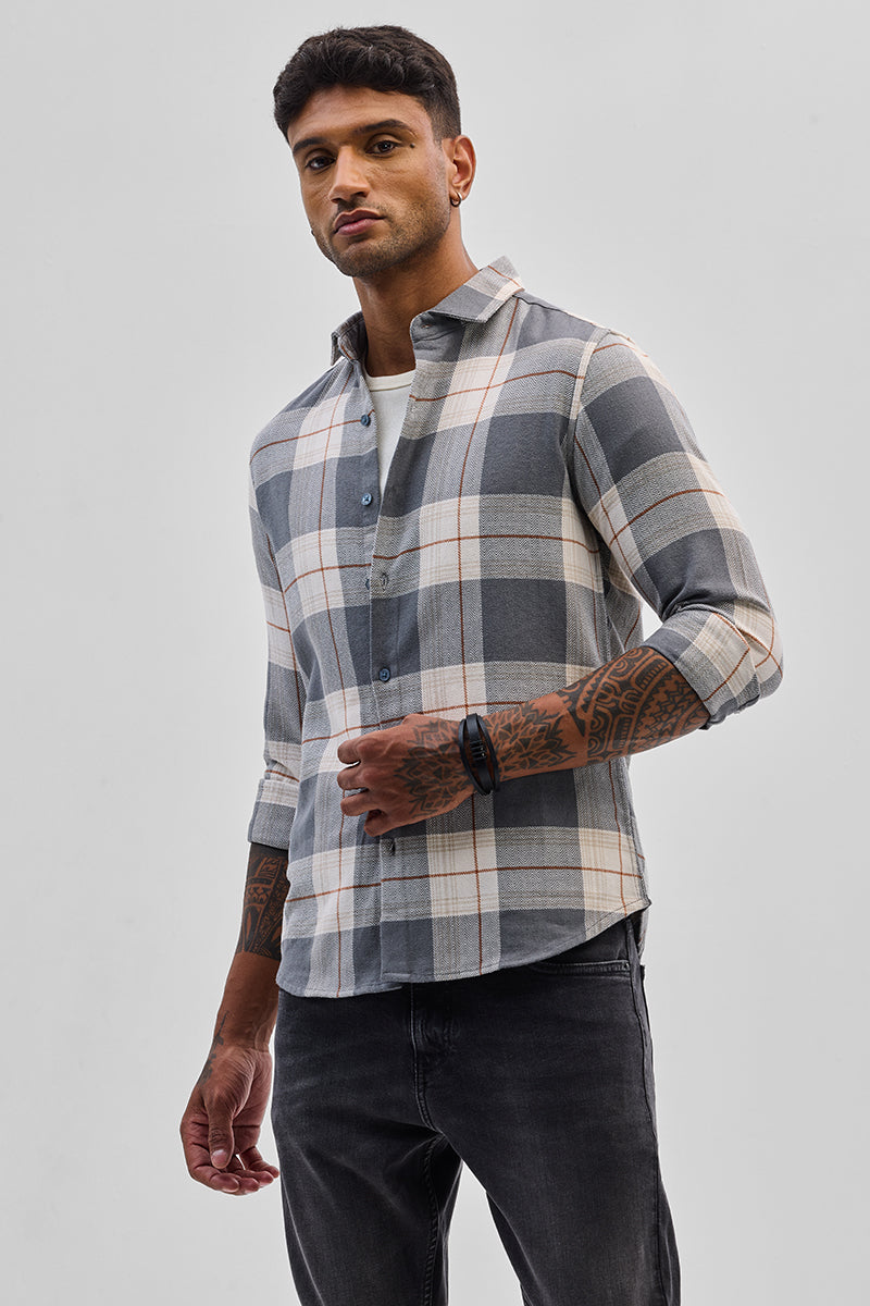 Grey Checks Slim Fit Shirt