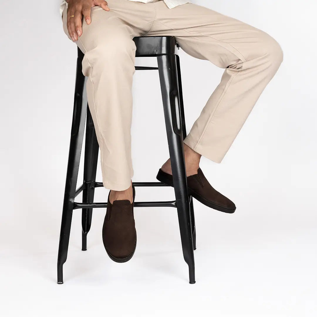 Paaduks Nest Mules Vegan Suede Brown Men Slip-ons