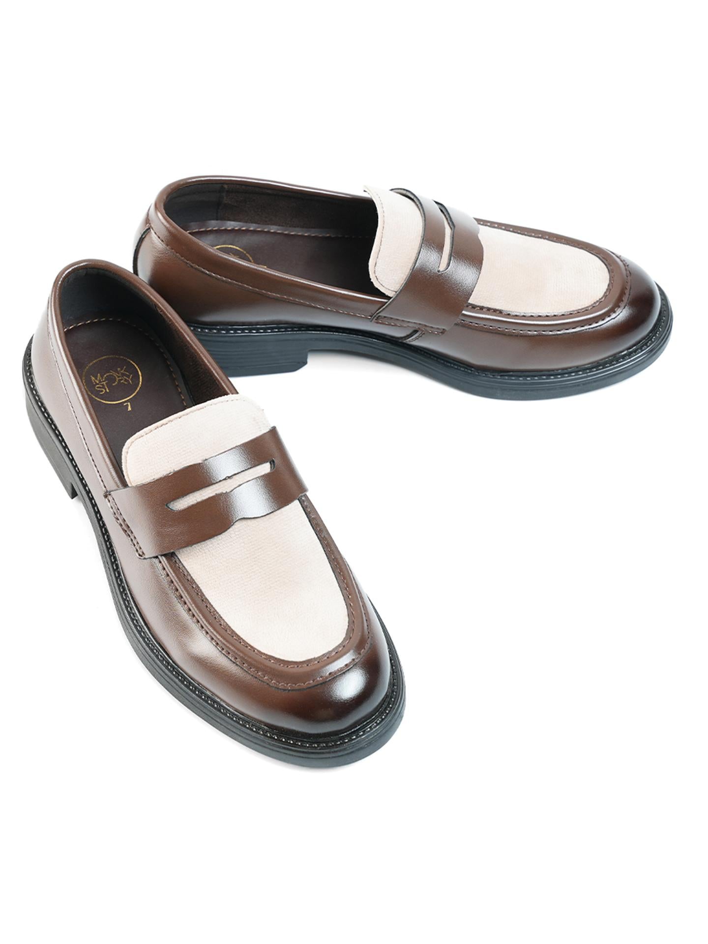 Monkstory Cosmopolitan Contrast Penny Loafers - Brown|Beige