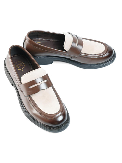 Monkstory Cosmopolitan Contrast Penny Loafers - Brown|Beige