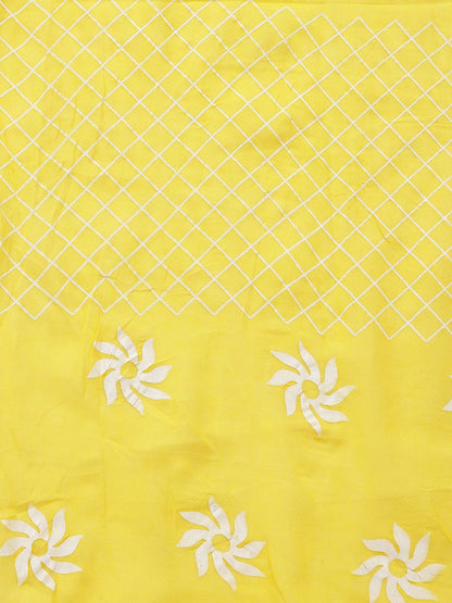 Women Yellow Straight Pure Cotton Kurta with Trousers & Dupatta