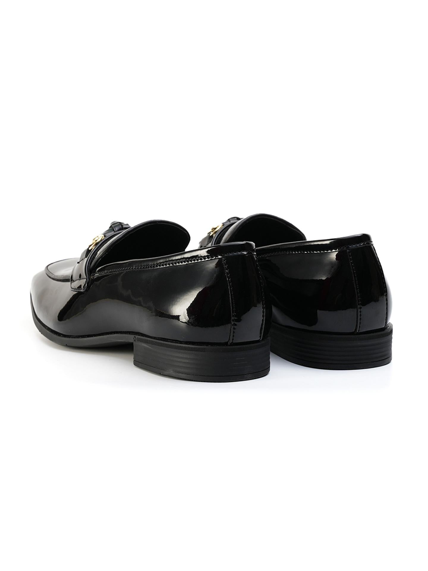 Monkstory Horsebit Tasseled Patent Slip-Ons - Black