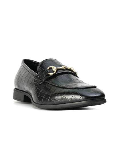 Monkstory Horsebit Croc-Effect Slip-Ons - Black