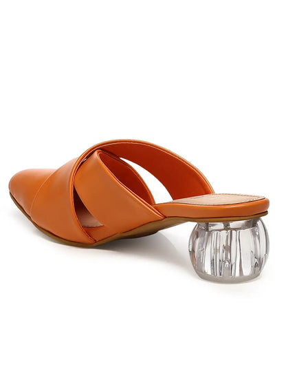 GNIST Comfort Mule Orange Round Heels