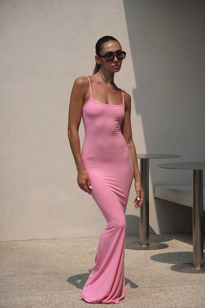 Baby Pink Soft Lounge Maxi Dress