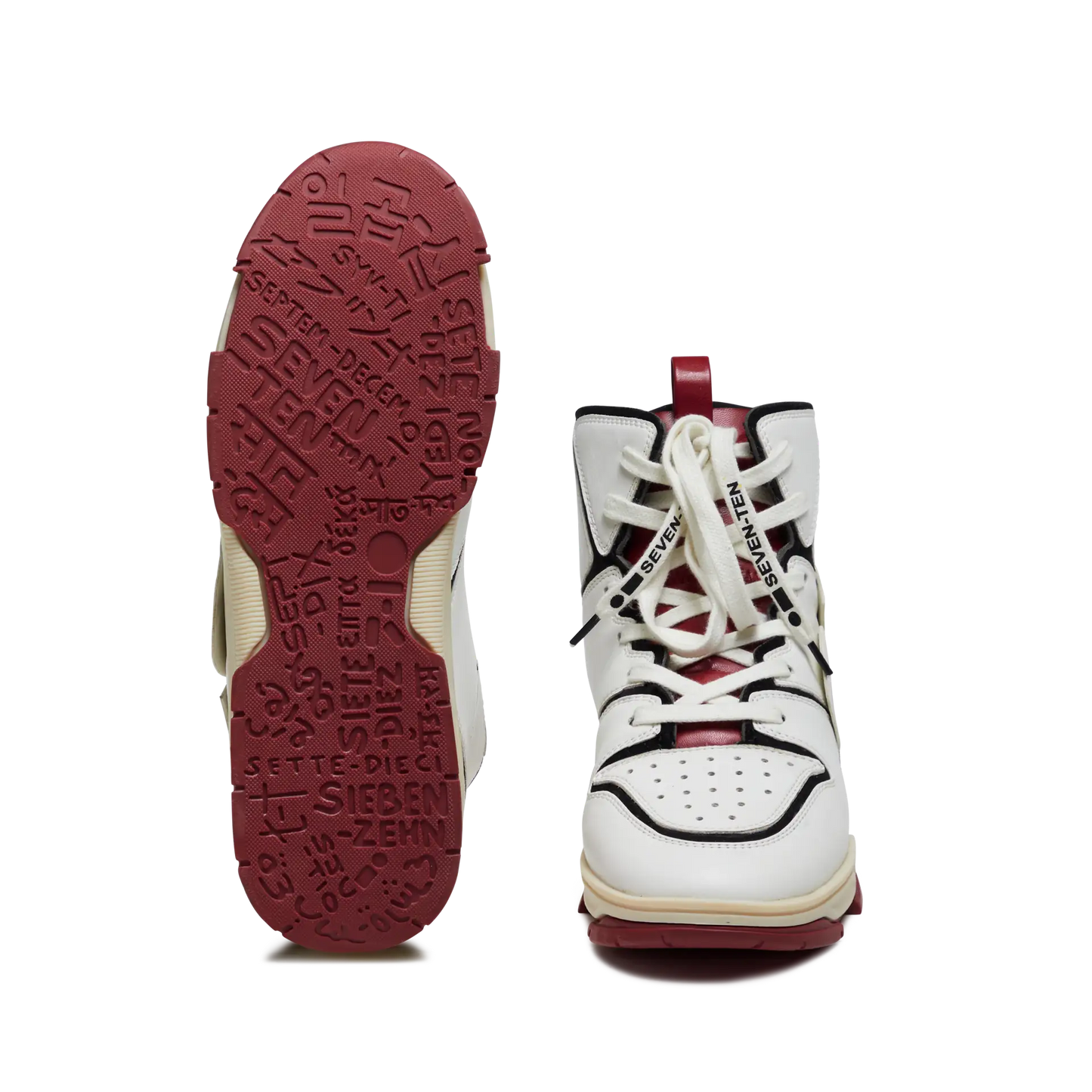 705 White Red Applique High-Top Sneaker