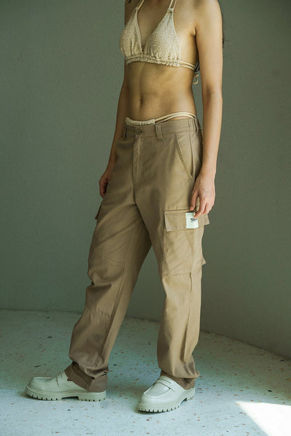 Beige Cargo With Utility Pockets