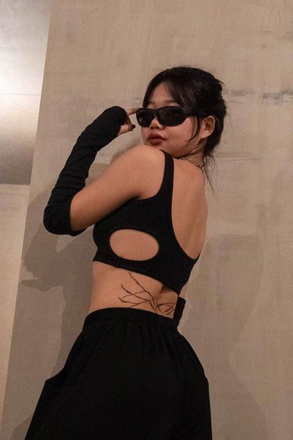 Black cut out top