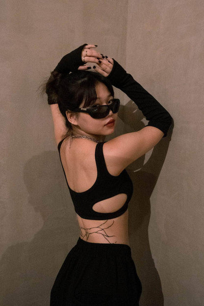 Black cut out top