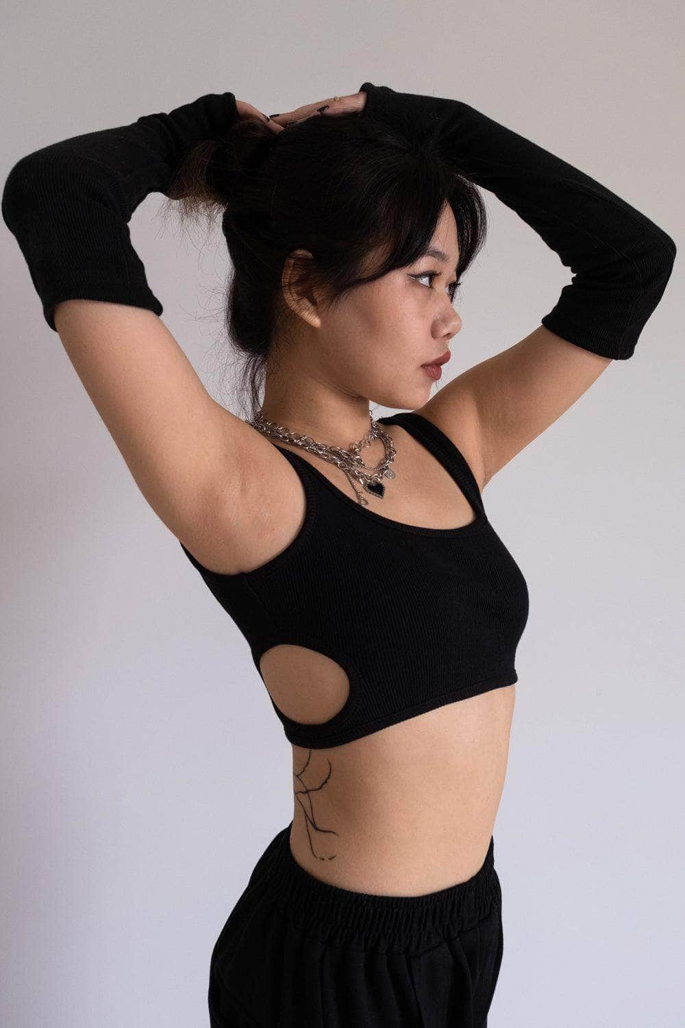 Black cut out top