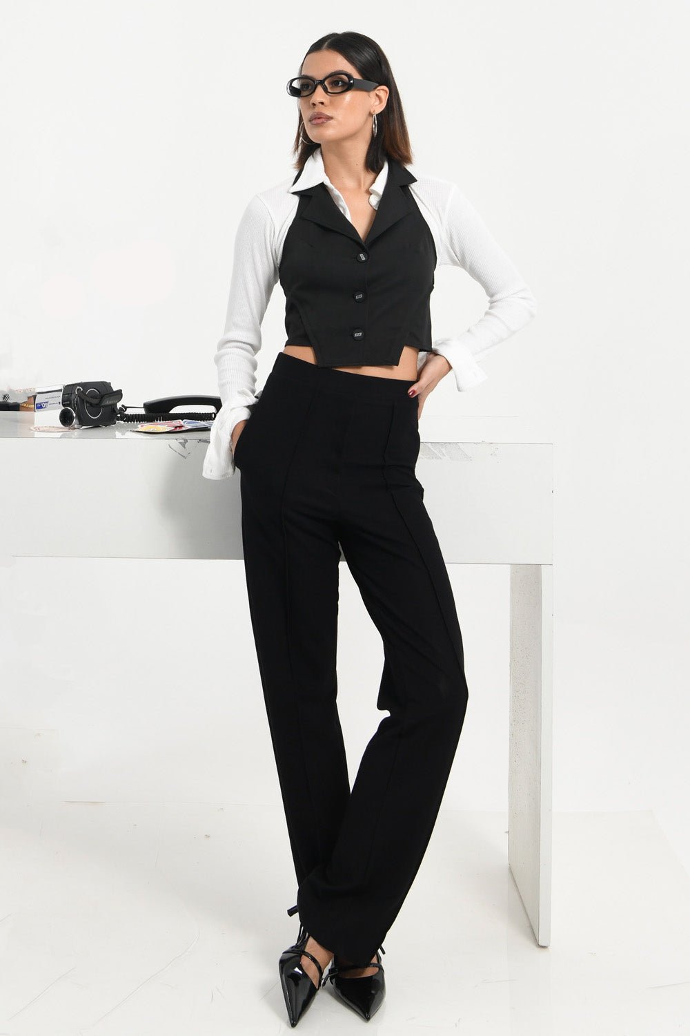 Black High Rise Tapered Pants