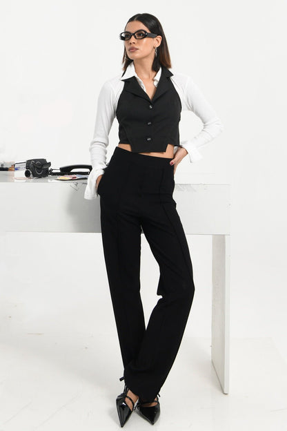 Black High Rise Tapered Pants