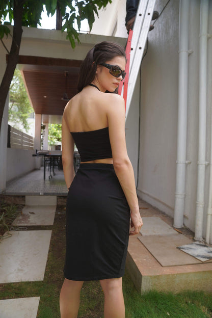 Black Long Slit Skirt