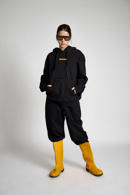 Black Signature Oversized Heavyweight Hoodie (Fleece)