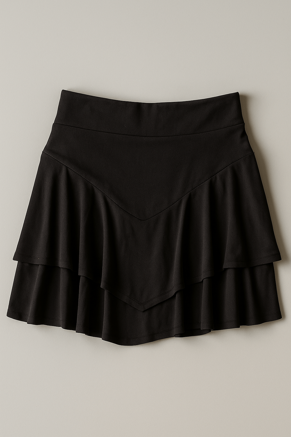 Black V shape ruffle skort
