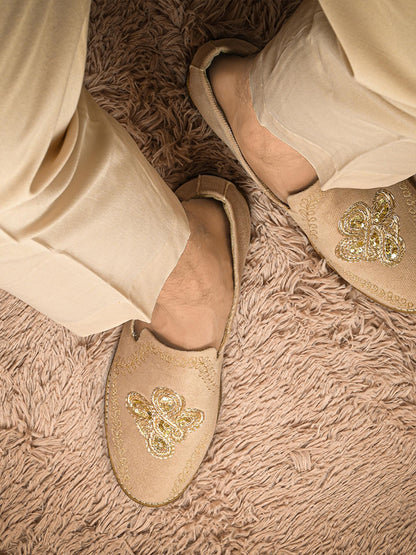 Monkstory Embroidered Slip-ons - Beige