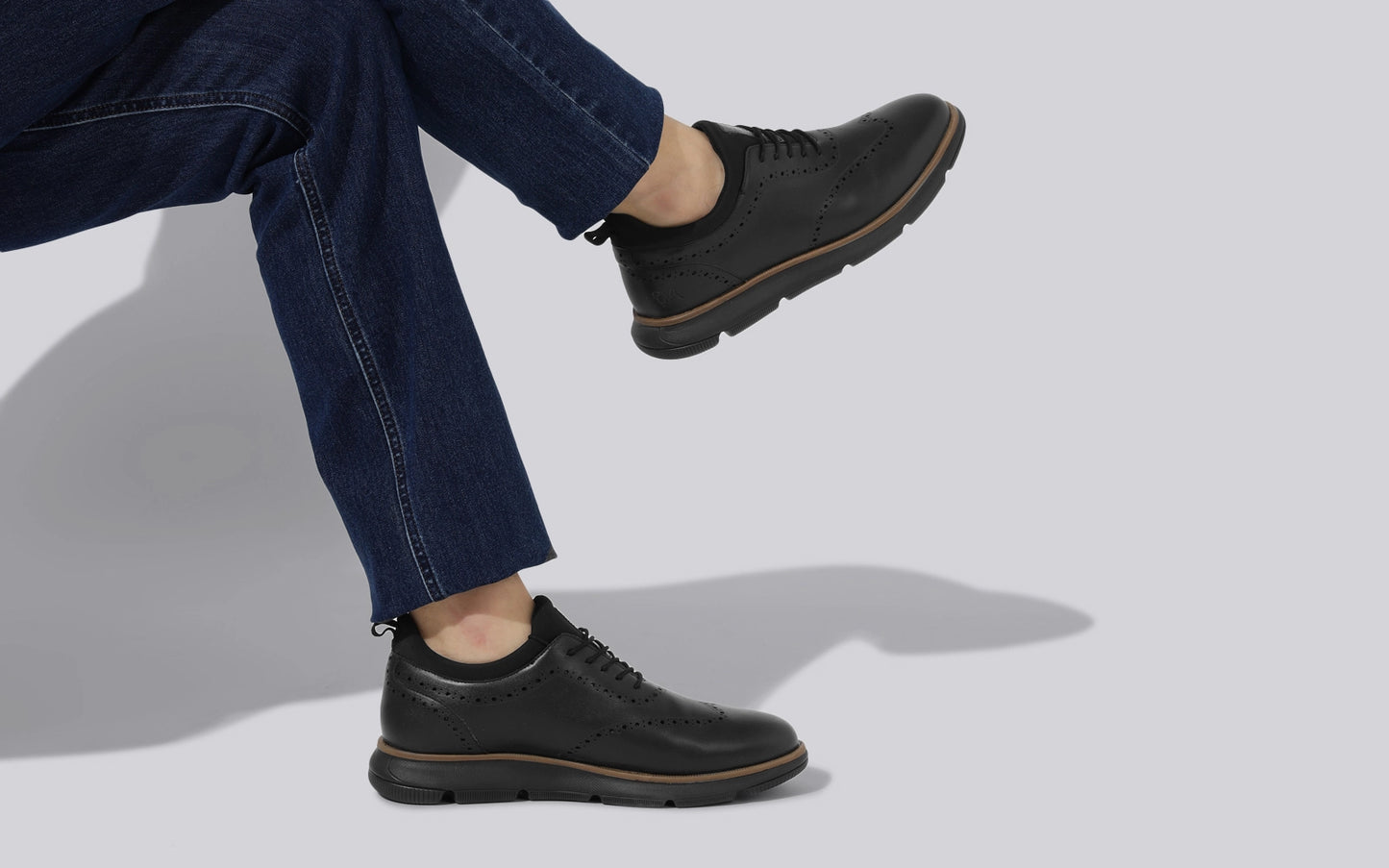 Neeman's Crossover Brogues for Men | Faux Leather (PU) on Mesh Base | Comfortable Semi-Casual Oxfords
