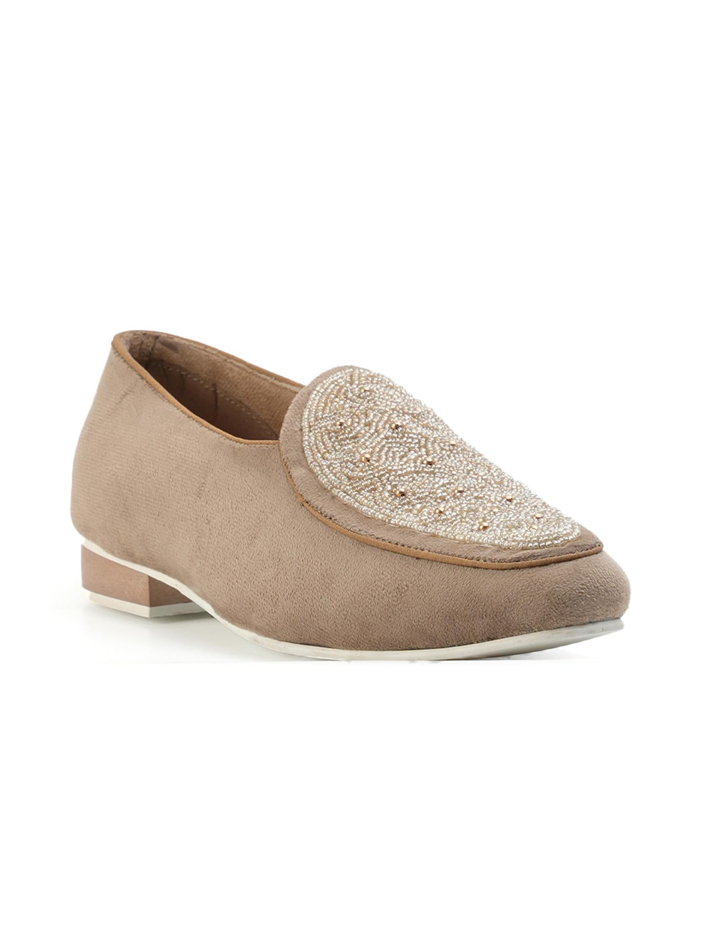 Monkstory Hand-Beaded Slip-ons - Beige
