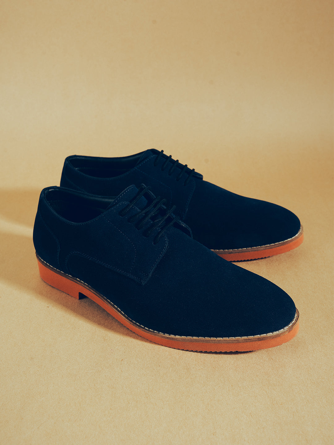 Monkstory Elegance Derby Suede Lace-Ups - Navy Blue