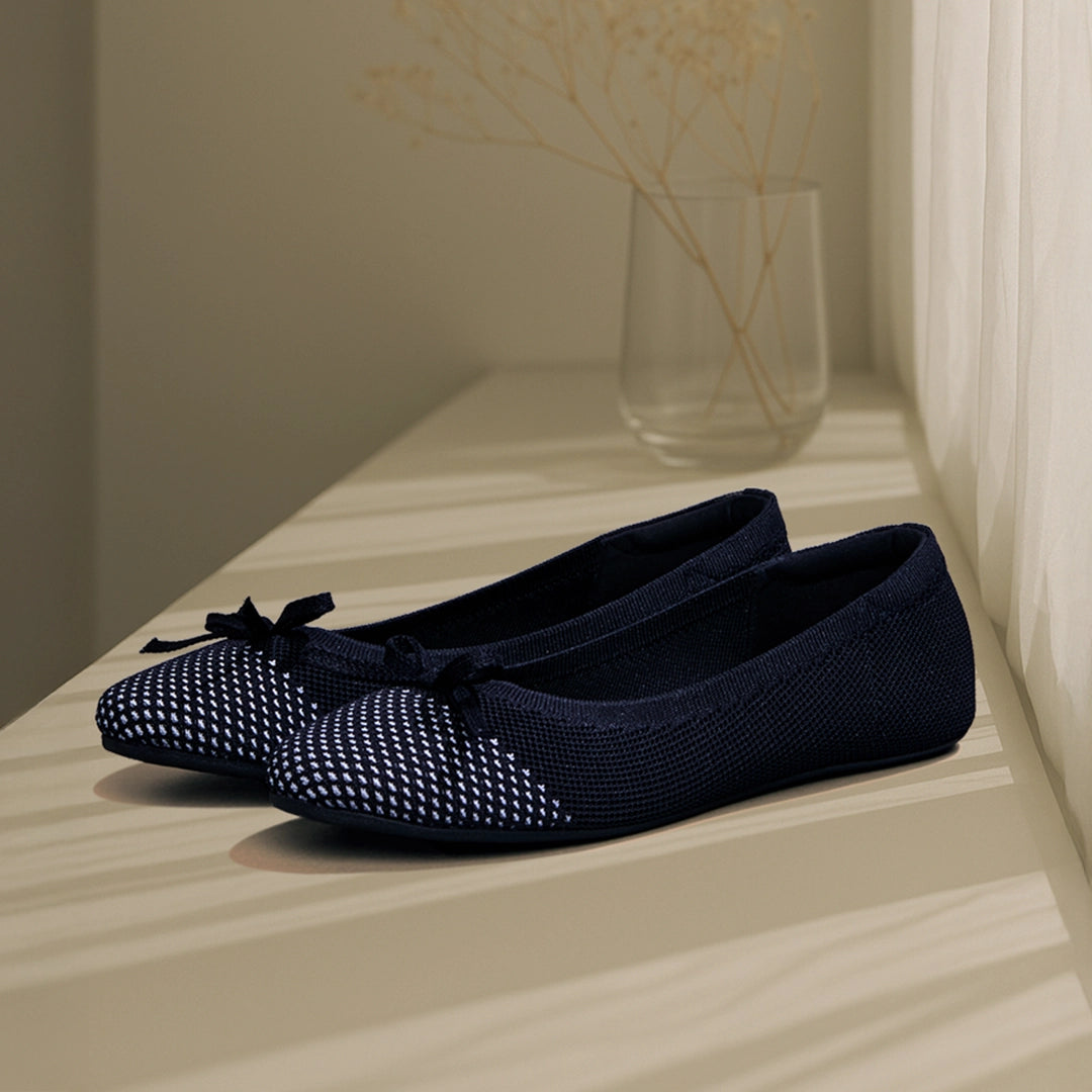 Neeman's Everyday Ballet Flats for Women | Soft Knit Upper, Cushioned Insole & Textured Toe | Stylish, Comfortable & Versatile for Work or Casual Wear