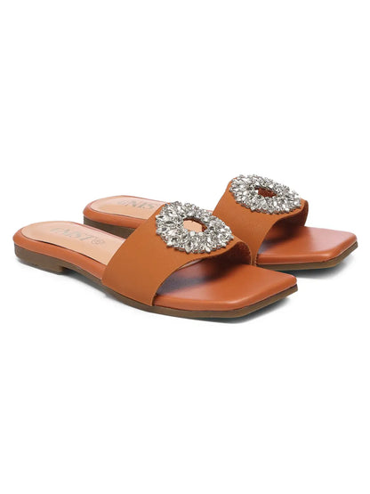 GNIST Embellished Eligent Tan Flats