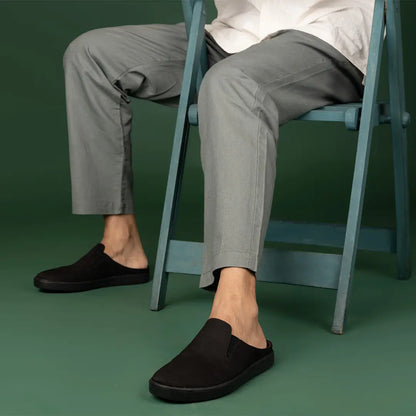 Paaduks Nest Mules Vegan Suede Black Men Slip-ons