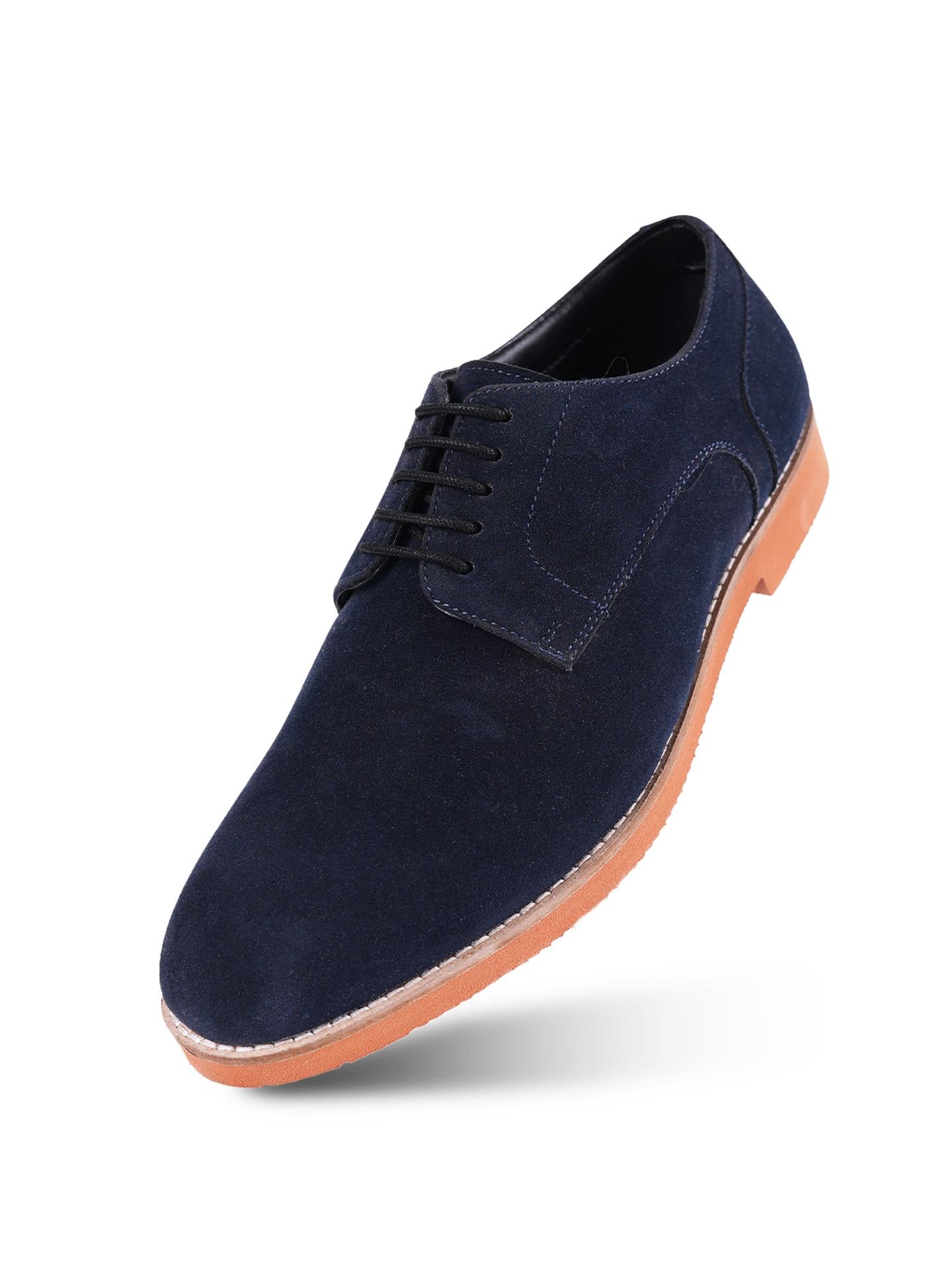 Monkstory Elegance Derby Suede Lace-Ups - Navy Blue