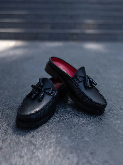 Theater Women Sherlocks Black Leather Tassel Loafers