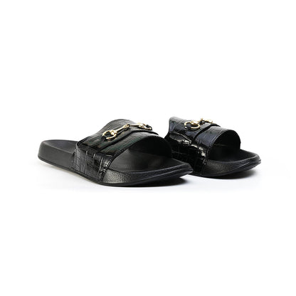 Monkstory Old Money Horsebit Sliders - Black