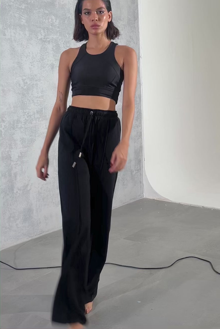 Black Pleated Sweatpants