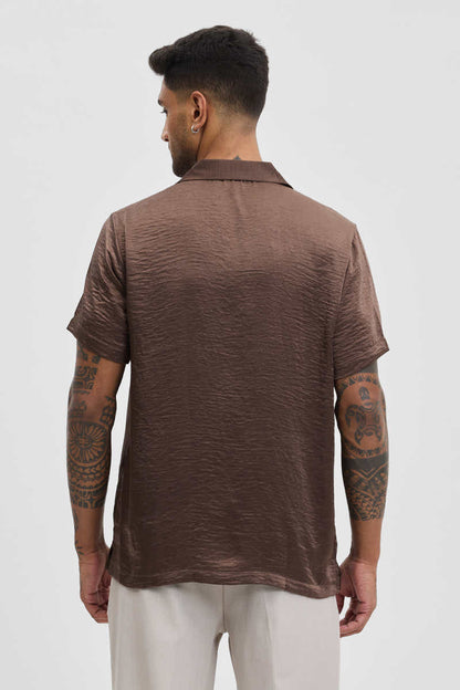 Brown Textured Box Fit Shirt