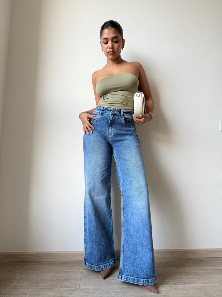 Classic Blue Wide Leg Jeans