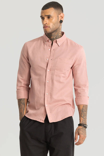 Pink Linen Blend Shirt