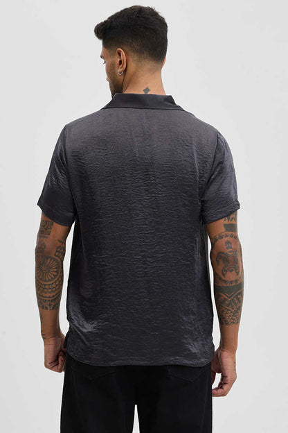 Charcoal Grey Textured Box Fit Shirt