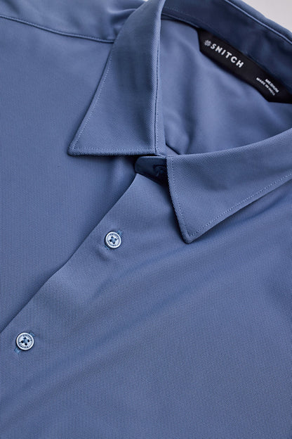 Blue Stretchable Slim Fit Shirt