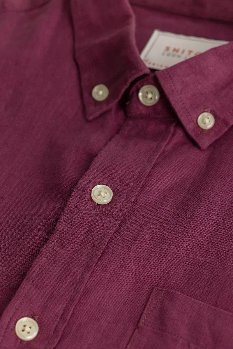 Elementary Magenta Plain 100% Linen Shirt